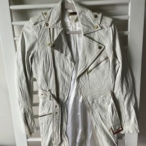 Marciano real leather white jacket with gold zippers. Small size
